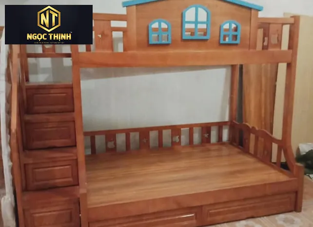 GIƯỜNG TẦNG TRẺ EM NGỌC THỊNH GỖ CAO CẤP CHẮC BỀN